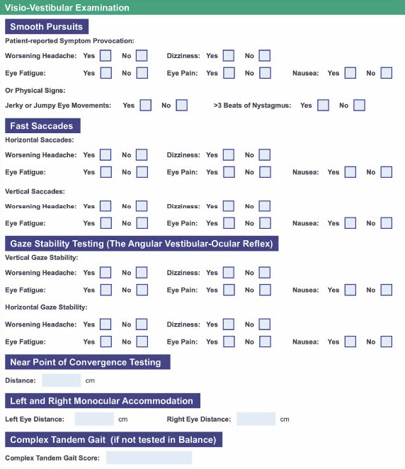 Child Sport Concussion Office Assessment Tool Visio-Vestibular Examination